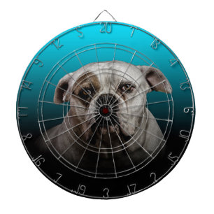 Cute Boxer Dog w Blue Black Gradient background Dartboard