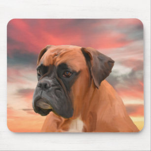Cute Boxer Dog Water Colour Oil Painting Art Mouse Mat