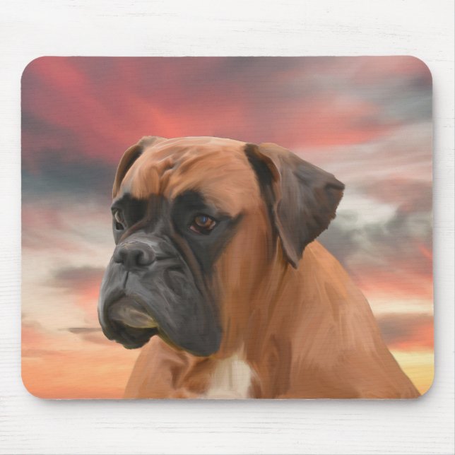 Cute Boxer Dog Water Colour Oil Painting Art Mouse Mat (Front)