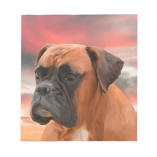 Cute Boxer Dog Water Colour Oil Painting Art Notepad