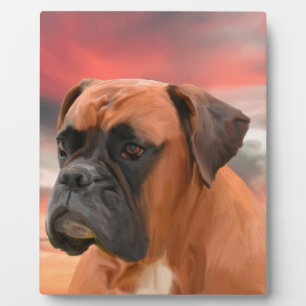 Cute Boxer Dog Water Colour Oil Painting Art Plaque