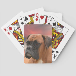 Cute Boxer Dog Water Colour Oil Painting Art Playing Cards