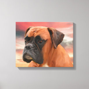 Cute Boxer Dog Water Colour Oil Painting Wall Art
