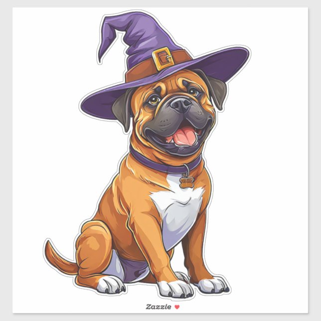 Cute Boxer Dog Wearing Halloween Wizard Hat (Sheet)
