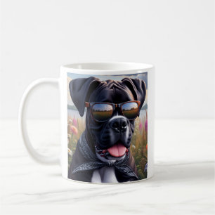 Cute Boxer Dog with Shades Coffee Mug