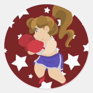 Cute Boxer Girl Classic Round Sticker