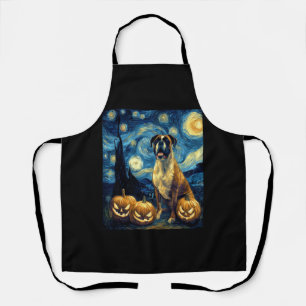 Cute Boxer Halloween Jack O Lantern Pumpkin Face S Apron