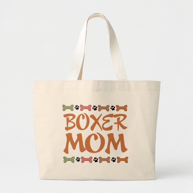 Cute Boxer Mum Gift T-shirt Large Tote Bag (Front)