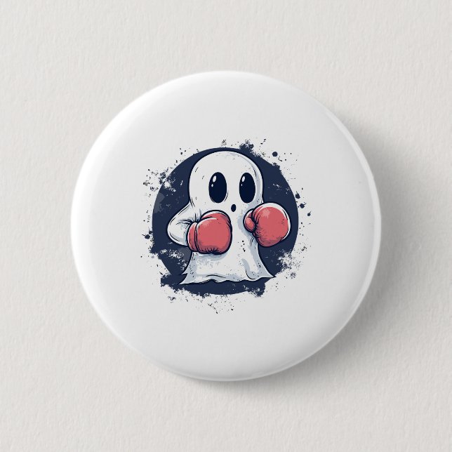Cute Boxing Ghost Art  6 Cm Round Badge (Front)