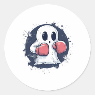 Cute Boxing Ghost Art Classic Round Sticker