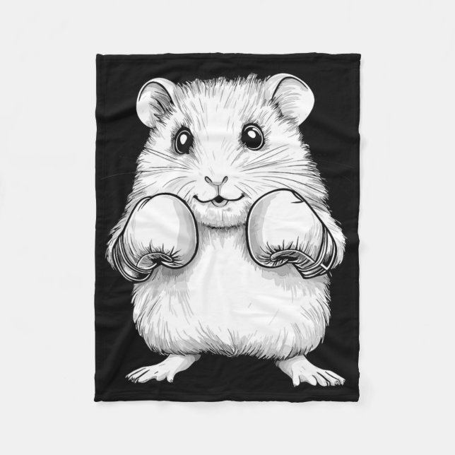 Cute Boxing Hamster  Fleece Blanket (Front)