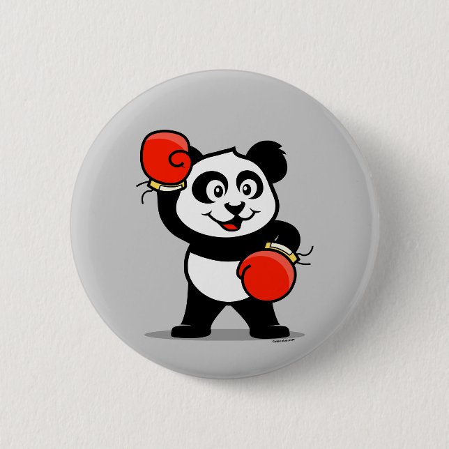 Cute Boxing Panda 6 Cm Round Badge (Front)