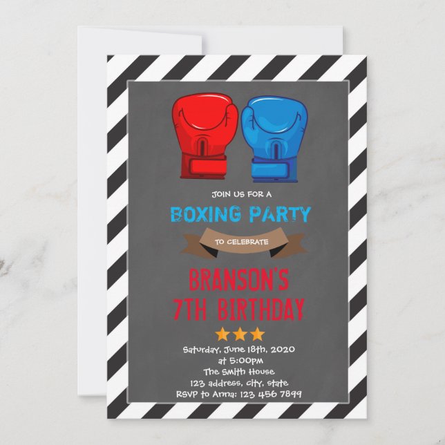 Cute boxing party invitation (Front)