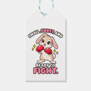 Cute boxing rabbit ready to fight gift tags