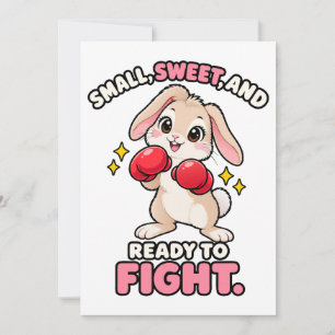 Cute boxing rabbit ready to fight invitation