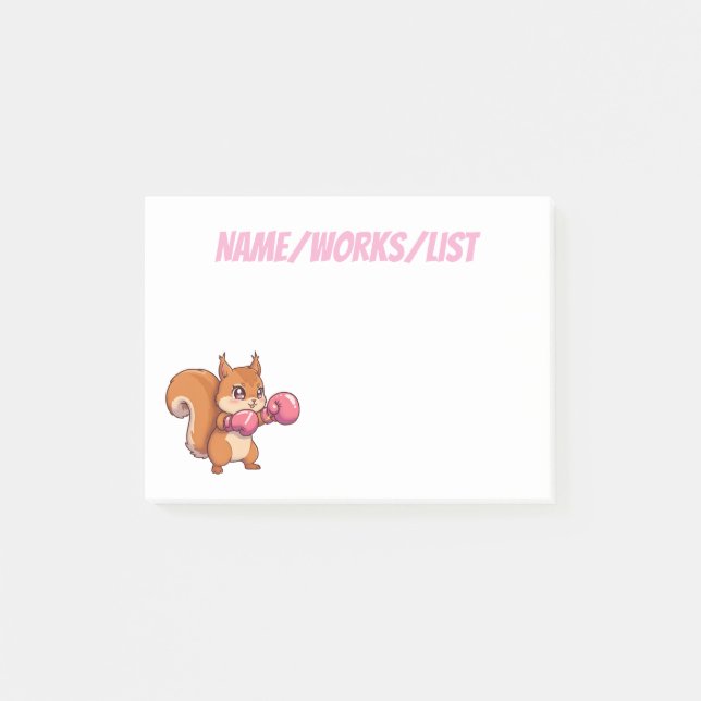 Cute Boxing Squirrel Funny Post-it Notes (Front)