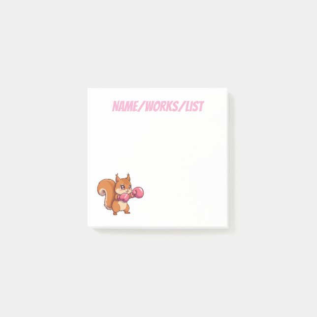 Cute Boxing Squirrel Funny Post-it Notes (Front)