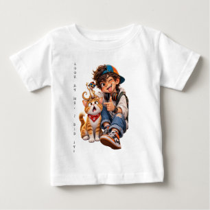 Cute Boy and Animal Friends Cartoon T-Shirt