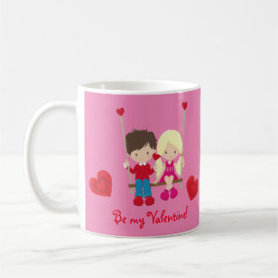 Cute boy and girl Valentine's day scene Coffee Mug