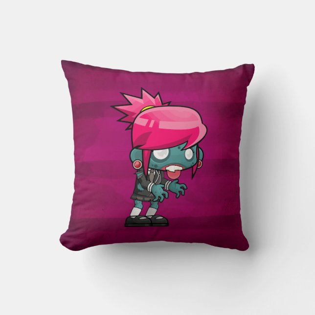 Cute Boy and Girl Zombie Illustration Cushion (Front)