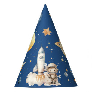 Cute Boy Astronaut Space Blue Birthday Party Hat