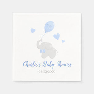 Cute Boy Baby Shower Elephant Balloon Paper Napkin