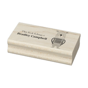 Cute Boy Bear Personalised Book Belongs To Rubber Rubber Stamp