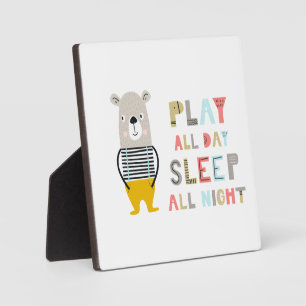 Cute Boy Bear Play All Day  Plaque