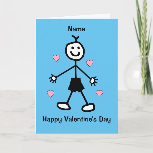 Cute Boy Blue Valentine's Card (Front)