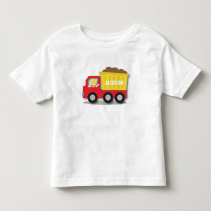 Cute Boy Builder Red Construction Dump Truck Toddler T-Shirt