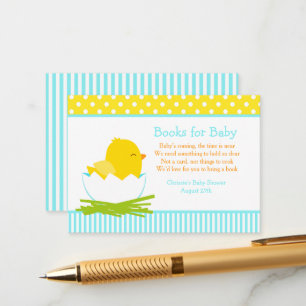 Cute Boy Chick Book Request for Baby Shower Enclosure Card