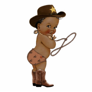 Cute Boy Cowboy Baby Shower Cake Topper  Cutout Standing Photo Sculpture