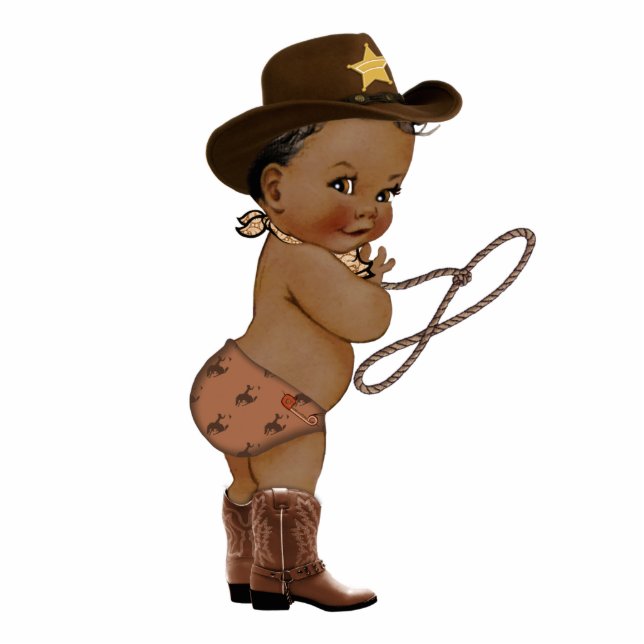 Cute Boy Cowboy Baby Shower Cake Topper  Cutout Standing Photo Sculpture (Front)