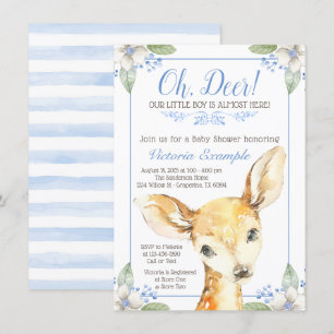 Cute Boy Deer Baby Shower Invitations
