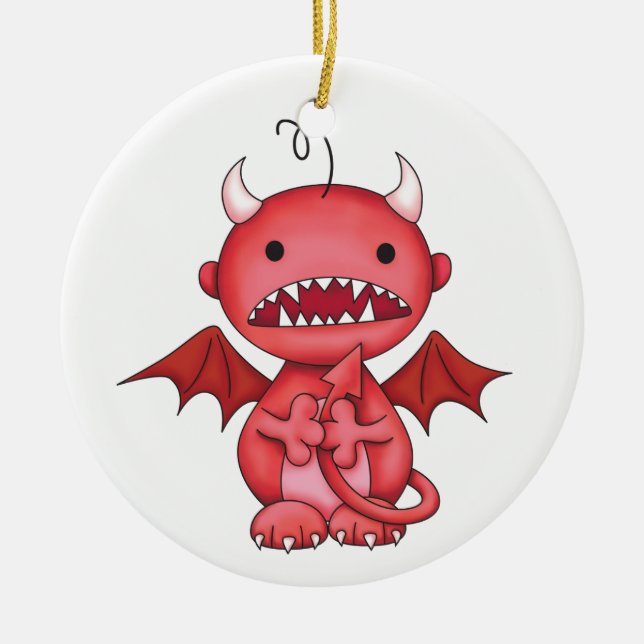 cute boy devil ceramic tree decoration (Front)