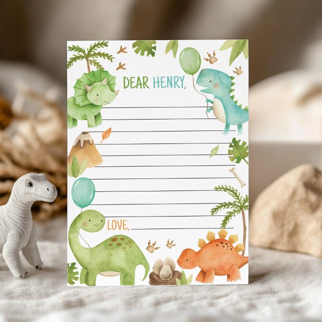 Cute  Boy Dinosaur Time Capsule Note Message Card (Creator Uploaded)