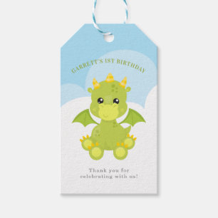 Cute Boy Dragon 1st Birthday Gift Tags