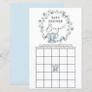 Cute Boy Elephant Baby Bingo Shower Game