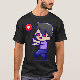 Cute Boy Falling In Love Cartoon T-Shirt