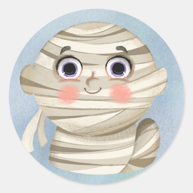 Cute boy in a Mummy Halloween costume  Paper Plate Classic Round Sticker (Front)