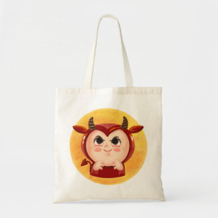 Cute boy in a red devil Halloween costume Tote Bag