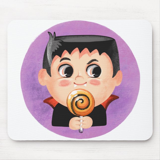 Cute boy in a vampire Halloween costume Mouse Mat (Front)