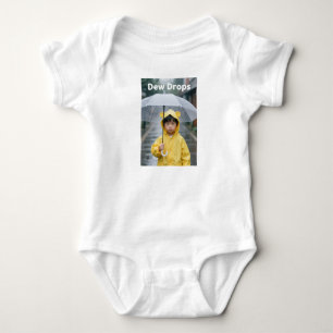 Cute Boy in Yellow Bear Raincoat Rainy Day Baby Bo Bodysuit