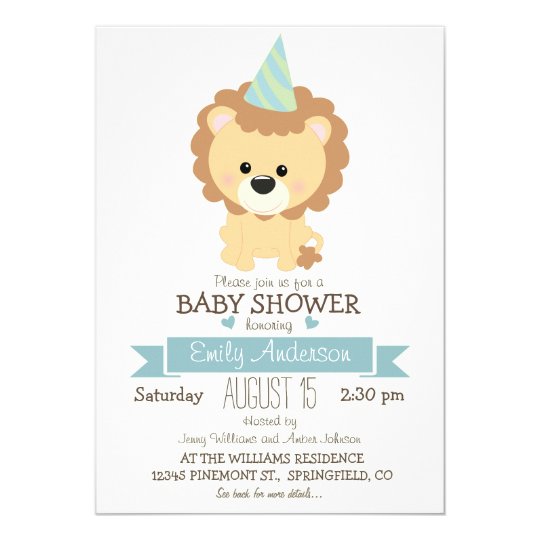 Cute Boy Lion Jungle Zoo Animal Baby Shower Invitation Zazzle Co Uk