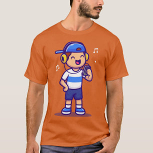 Cute Boy Listening Music With Headphone T-Shirt