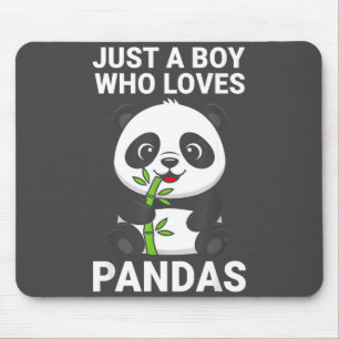 Cute Boy Loves Pandas Mouse Mat