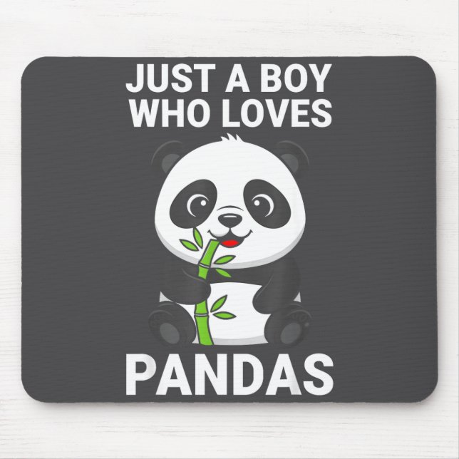 Cute Boy Loves Pandas Mouse Mat (Front)