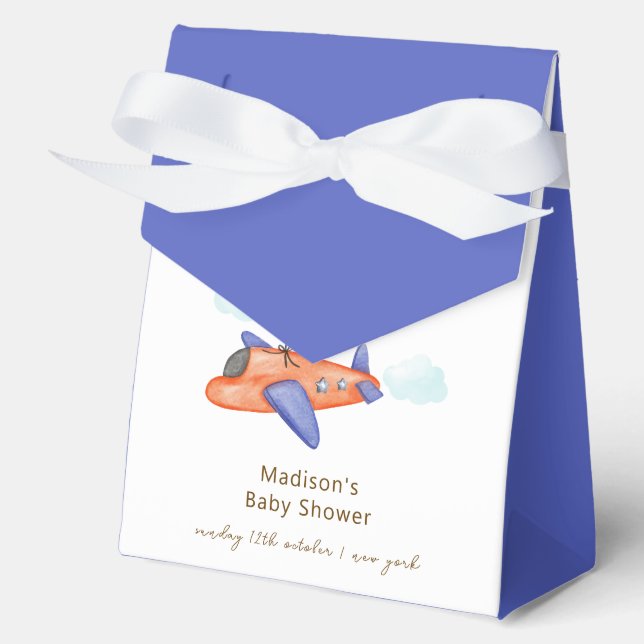 Cute Boy Minimal Aviator Airplane Toy Baby Shower  Favour Box (Front)