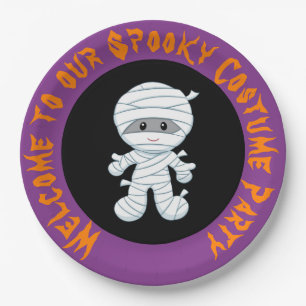 Cute Boy Mummy Halloween Costume Party Paper Plate