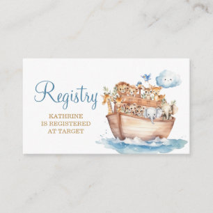 Cute Boy Noah's Ark Animal Baby Shower Registry Enclosure Card